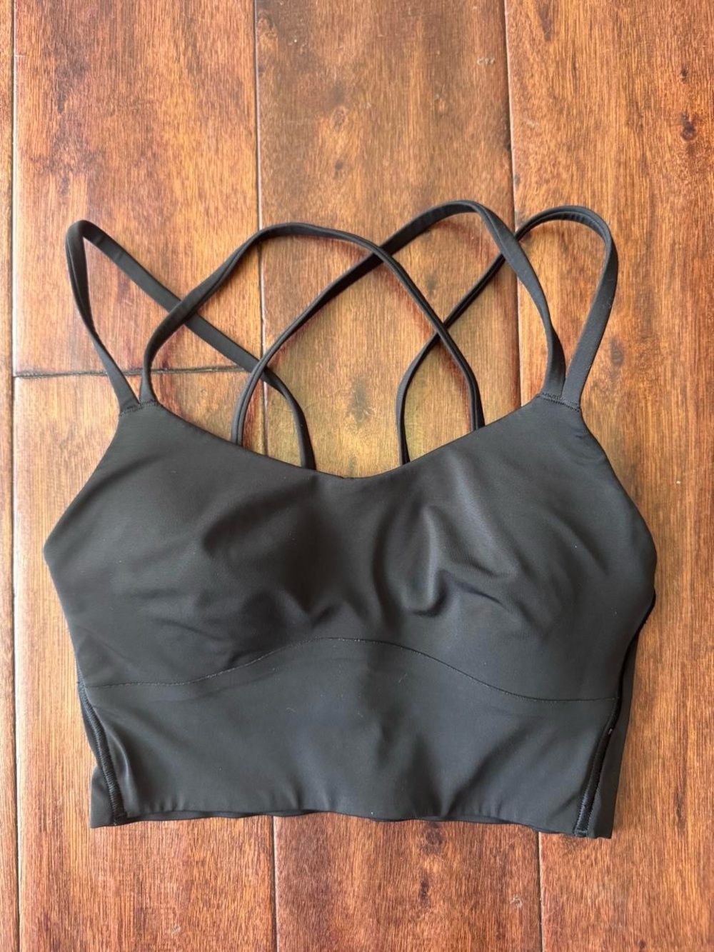 Lululemon Black Strappy Longline Sports Bra Crop Top